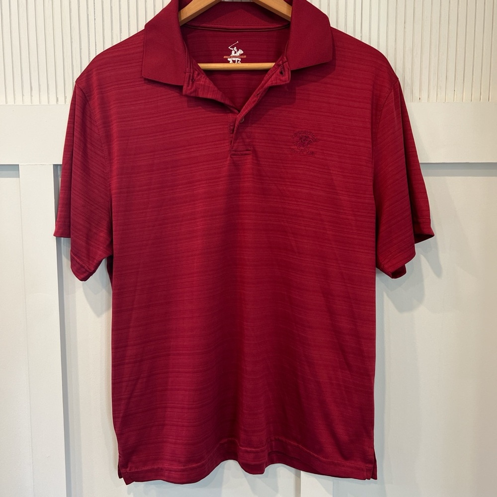 Beverly Hills Polo Club Men's Burgundy Horizontal-Stripe Polo